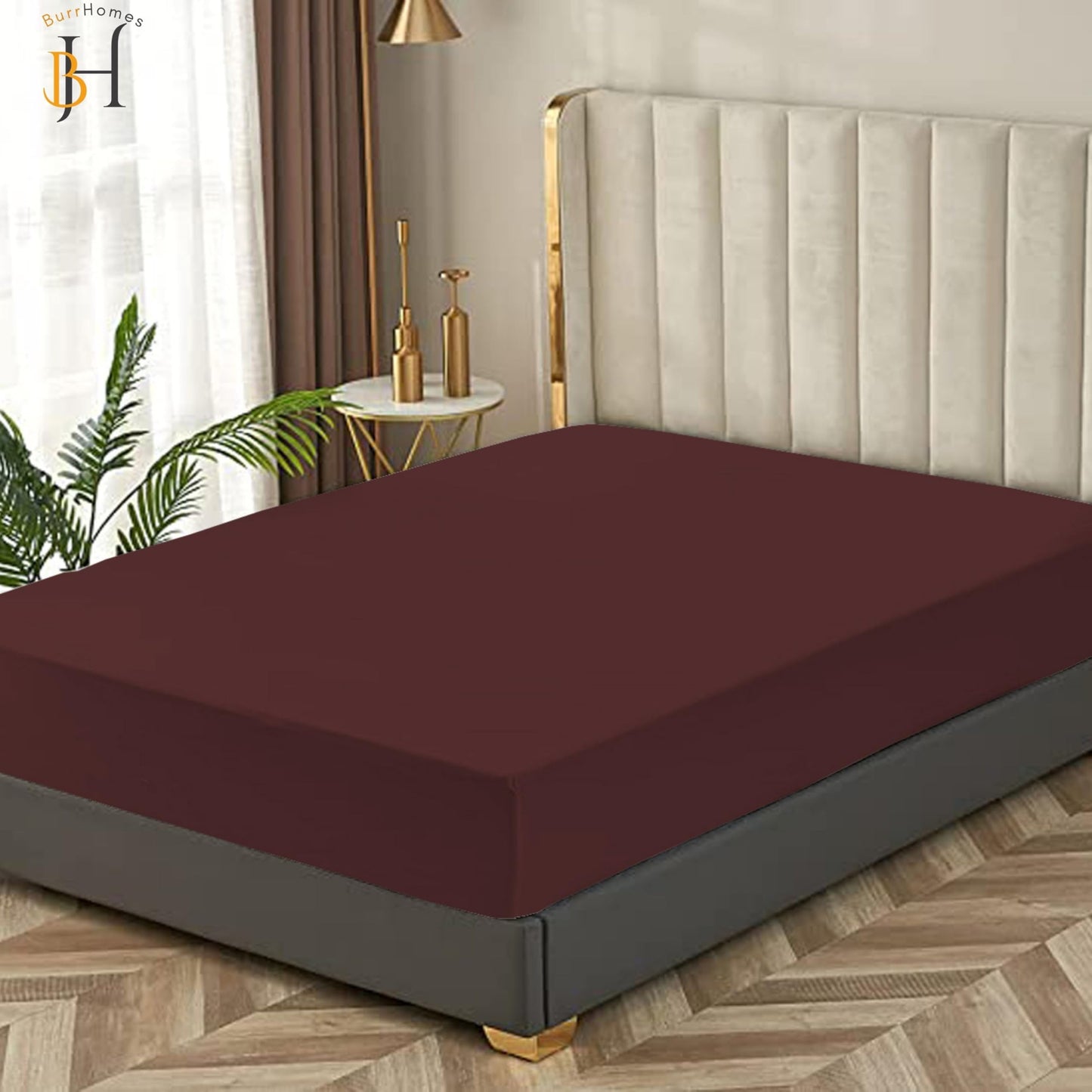 Fitted Bedsheet | 500TC | 100% Cotton | (1 Fitted Bedsheet,2 Pillow Covers) - Burgundy