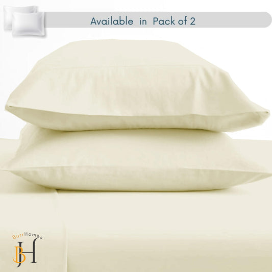 Fitted Bedsheet | 500TC | 100% Cotton | (1 Fitted Bedsheet,2 Pillow Covers) - Ivory