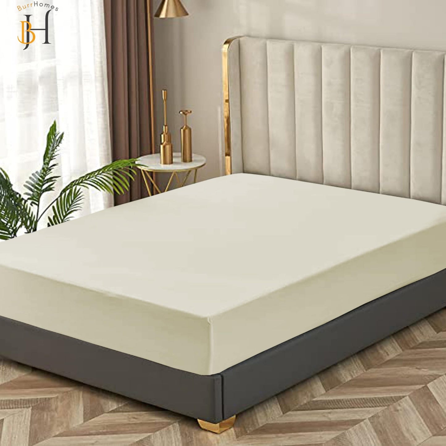 Fitted Bedsheet | 500TC | 100% Cotton | (1 Fitted Bedsheet,2 Pillow Covers) - Ivory