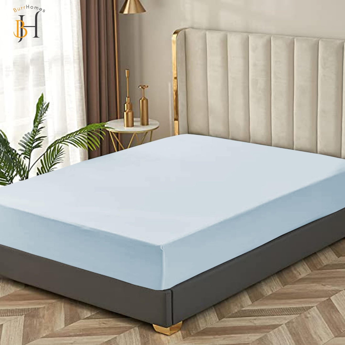 Fitted Bedsheet | 500TC | 100% Cotton | (1 Fitted Bedsheet,2 Pillow Covers) - Sky Blue