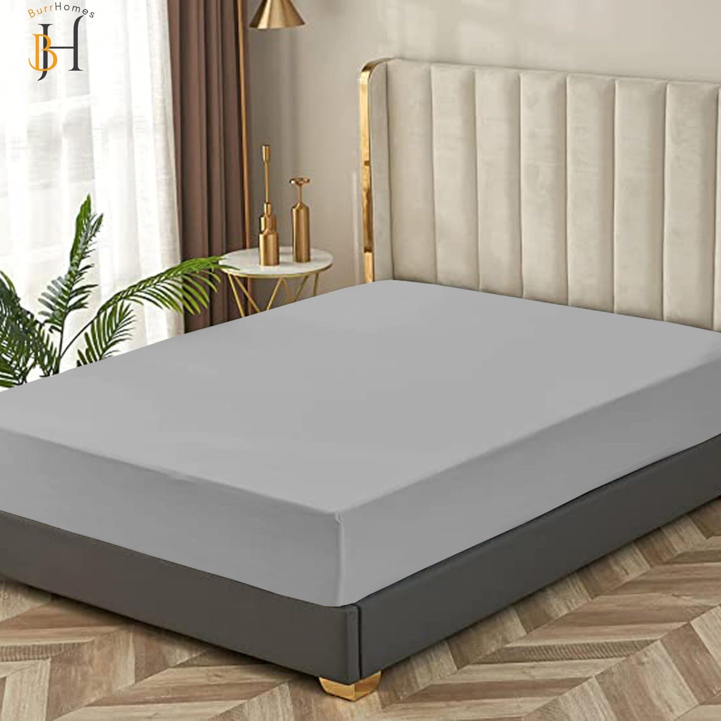 Fitted Bedsheet | 500TC | 100% Cotton | (1 Fitted Bedsheet,2 Pillow Covers) - Light Gray