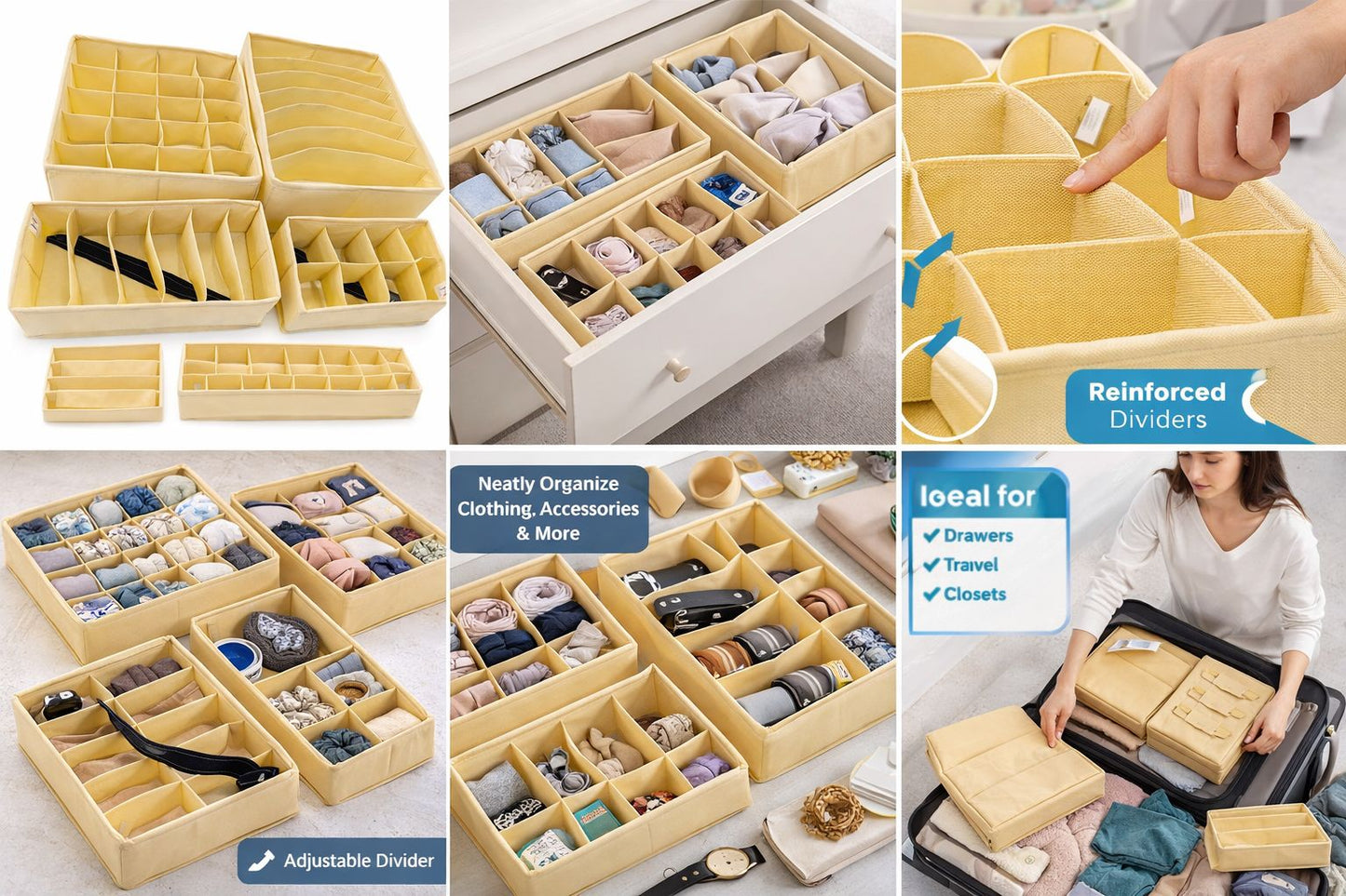 Foldable Storage Box Drawer Divider Organizer Closet Storage for Socks,Bra,Tie,Scarfs