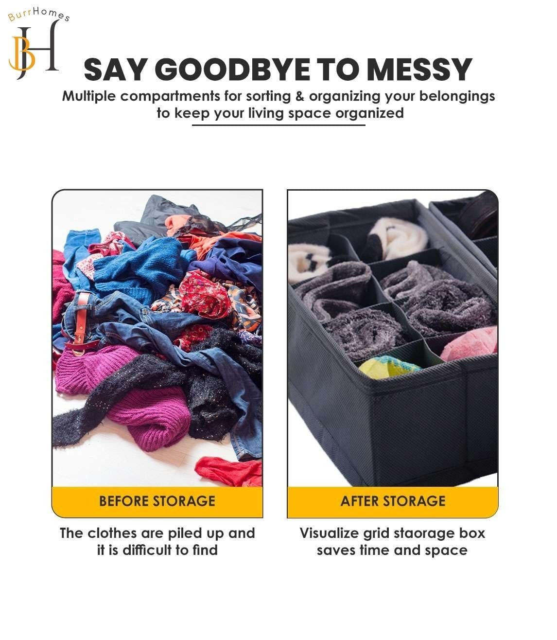 Foldable Storage Box Drawer Divider Organizer Closet Storage for Socks,Bra,Tie,Scarfs