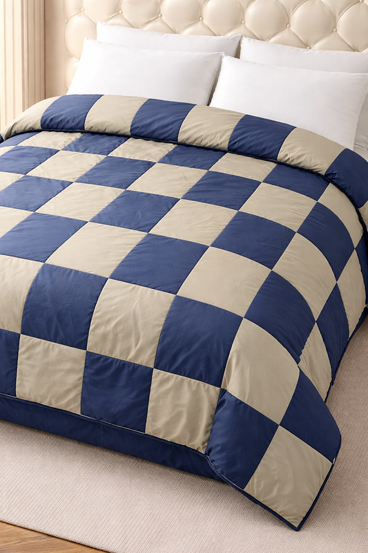 Duvet Cover Dual Color 100% Cotton - Navy blue/ Gray