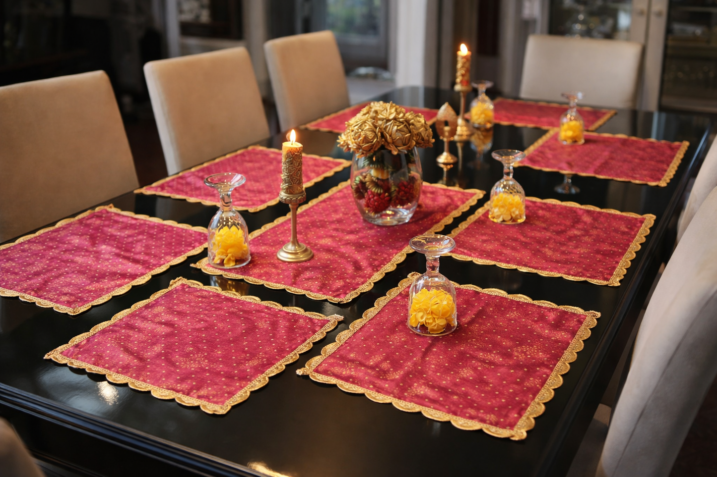 Pink Chanderi Table Mats