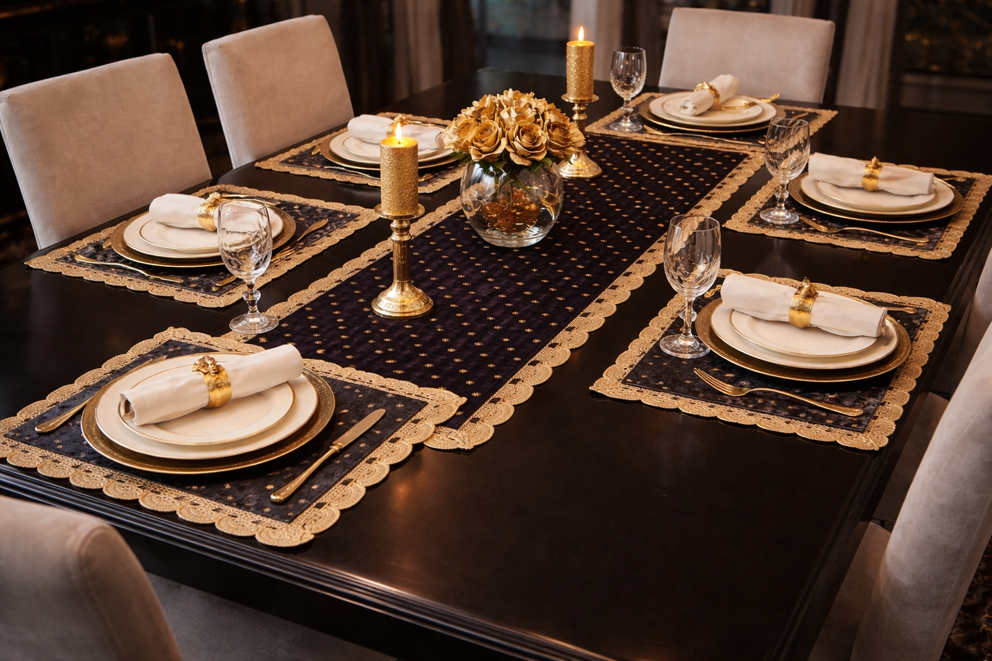 Black Chanderi Table Mats