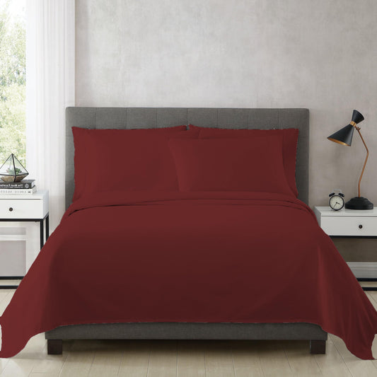 Flat Bedsheet | 500TC | 100% Cotton | (1 Flat Bedsheet,2 Pillow Covers) - Burgundy