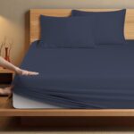 Fitted Bedsheet | 500TC | 100% Cotton | (1 Fitted Bedsheet,2 Pillow Covers) - Navy Blue