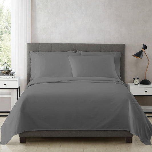Flat Bedsheet | 500TC | 100% Cotton | (1 Flat Bedsheet,2 Pillow Covers) - Dark Grey