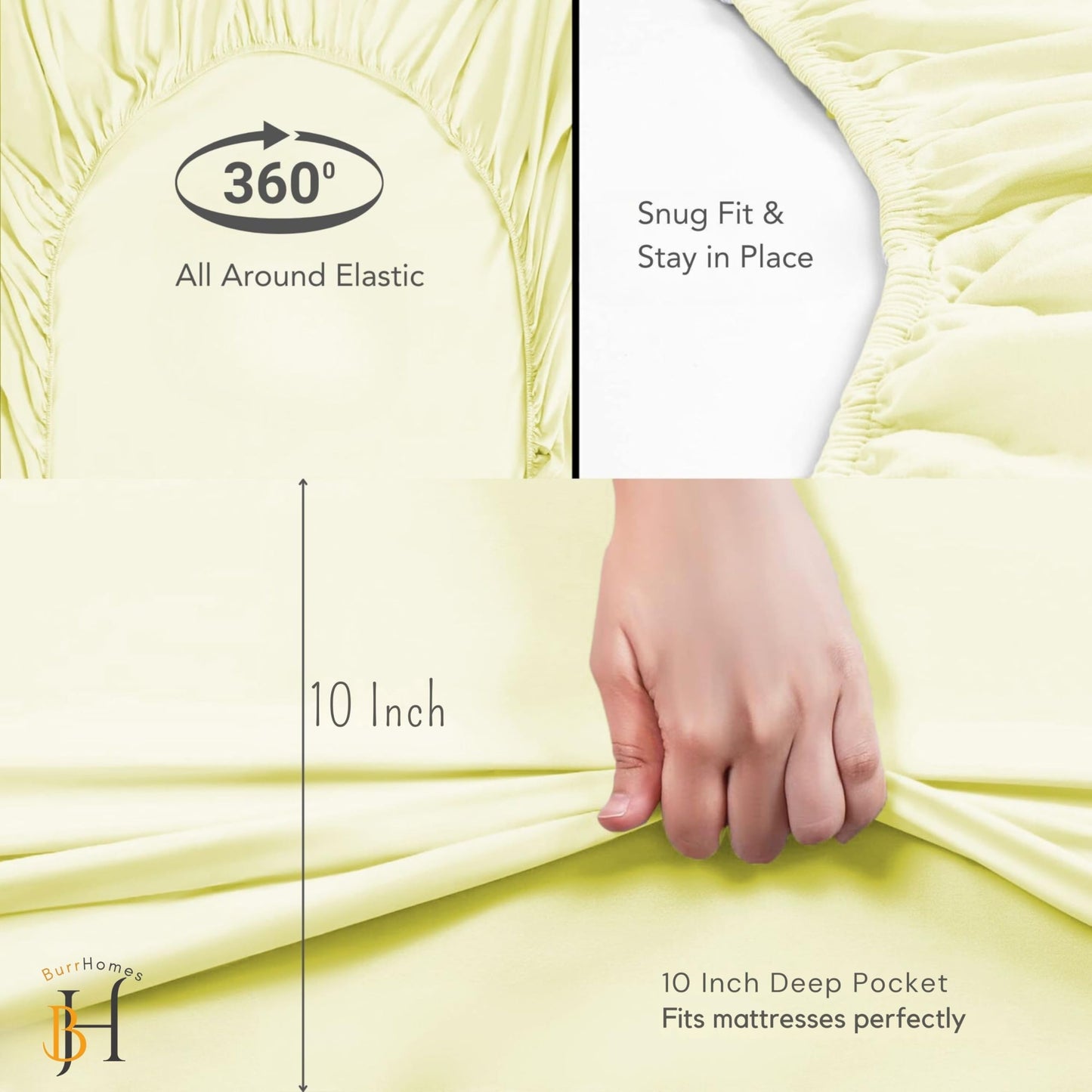 Fitted Bedsheet | 500TC | 100% Cotton | (1 Fitted Bedsheet,2 Pillow Covers) - Ivory