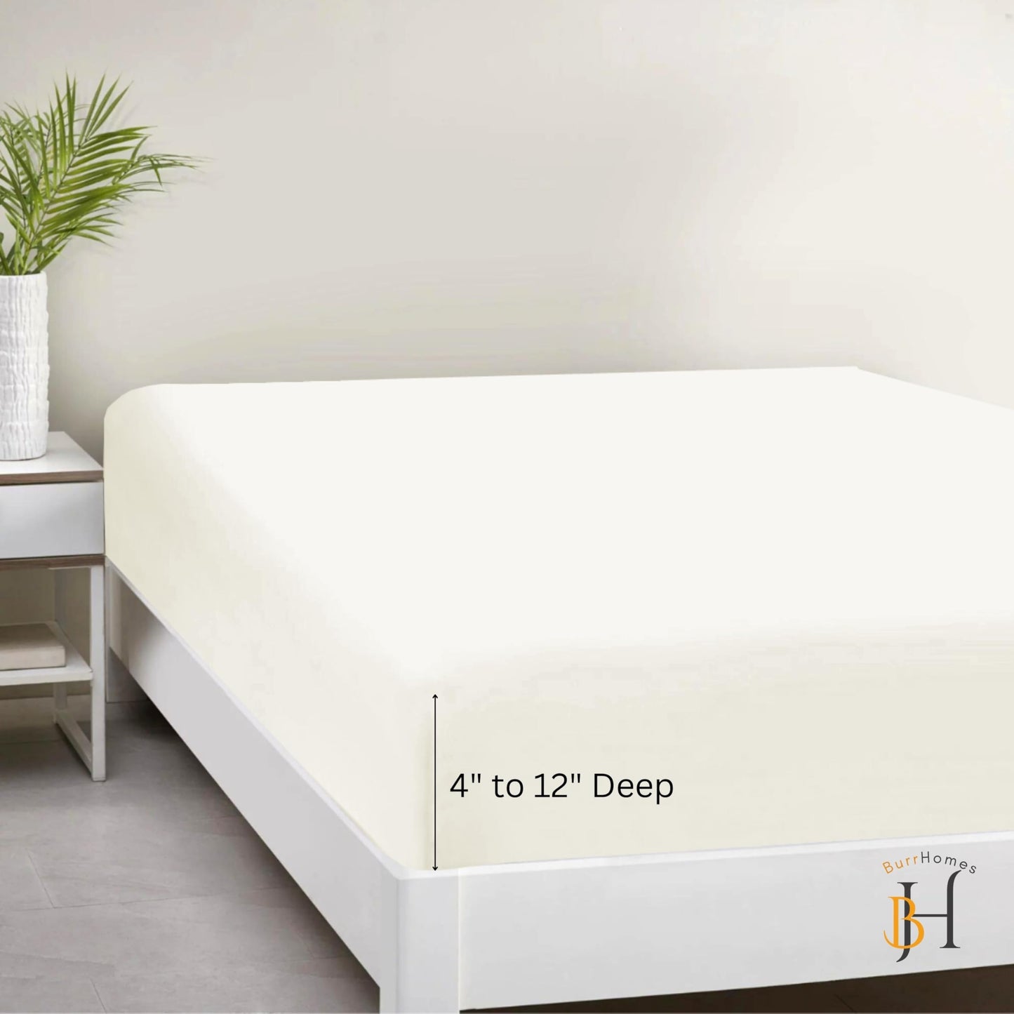 Fitted Bedsheet | 500TC | 100% Cotton | (1 Fitted Bedsheet,2 Pillow Covers) - Ivory