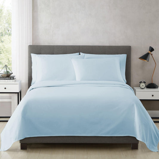 Flat Bedsheet | 500TC | 100% Cotton | (1 Flat Bedsheet,2 Pillow Covers) - Sky Blue