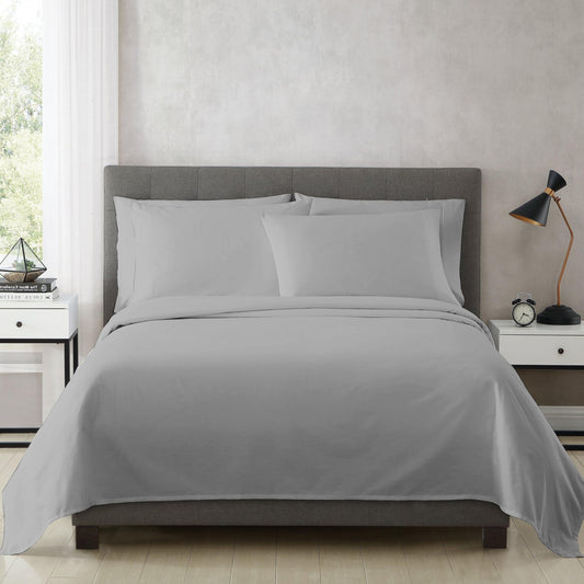 Flat Bedsheet | 500TC | 100% Cotton | (1 Flat Bedsheet,2 Pillow Covers) - Light Gray