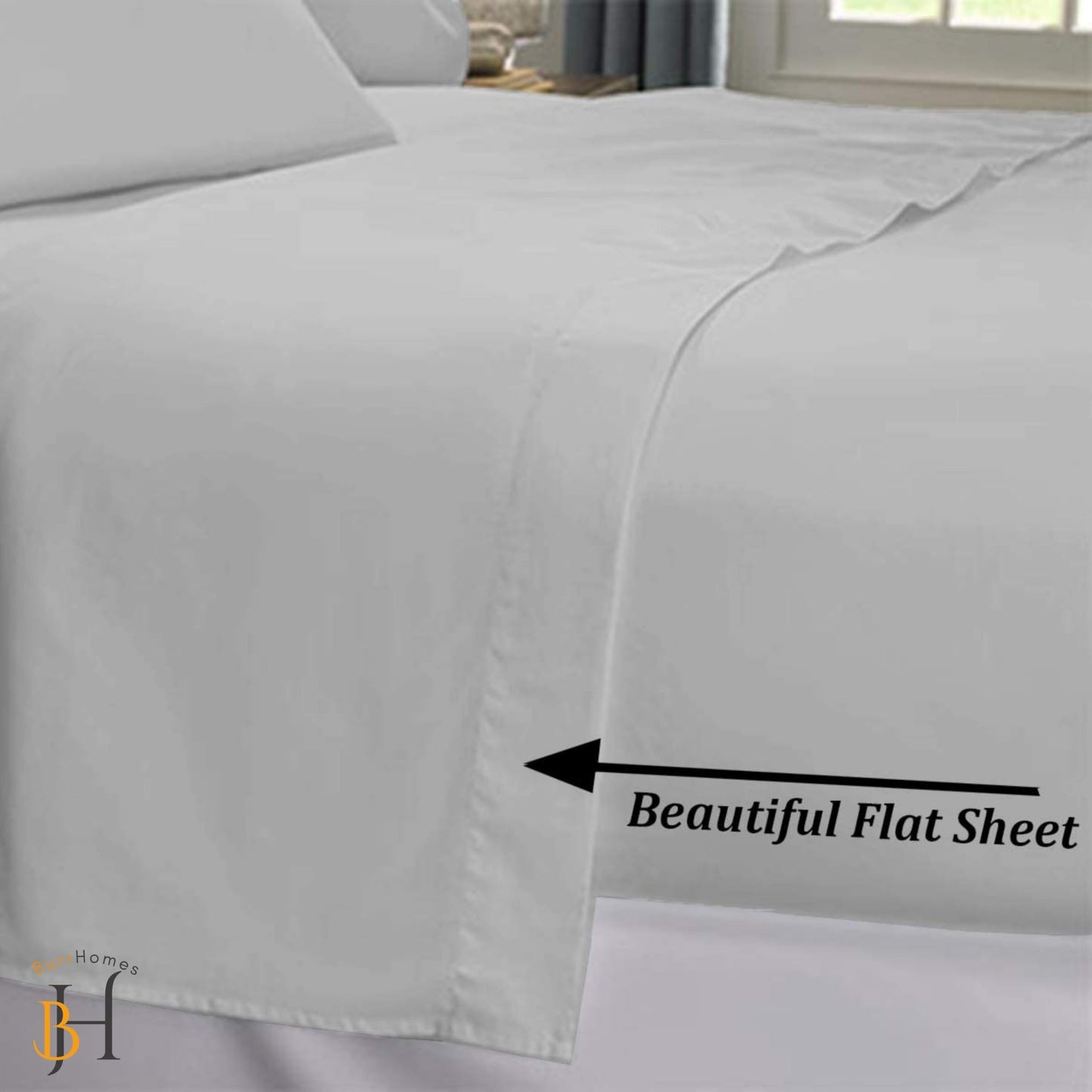 Flat Bedsheet | 500TC | 100% Cotton | (1 Flat Bedsheet,2 Pillow Covers) - Light Gray