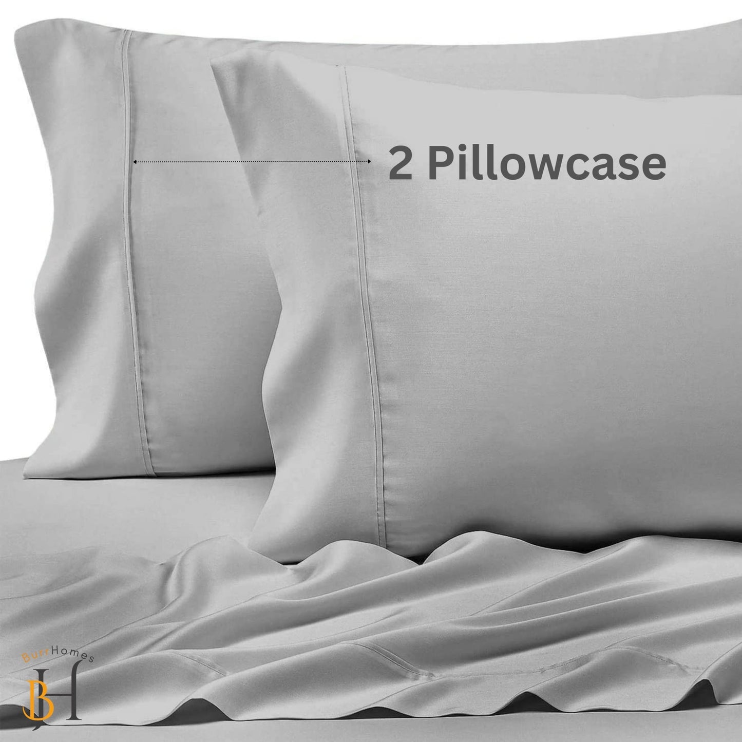 Flat Bedsheet | 500TC | 100% Cotton | (1 Flat Bedsheet,2 Pillow Covers) - Light Gray